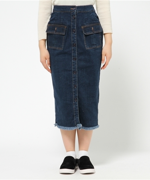 GIORDANO（ジョルダーノ）の「[GIORDANO]フロントボタンデニムスカート（スカート・レディース・インディゴブルー/ネイビー・FREE）」の10枚目の写真
