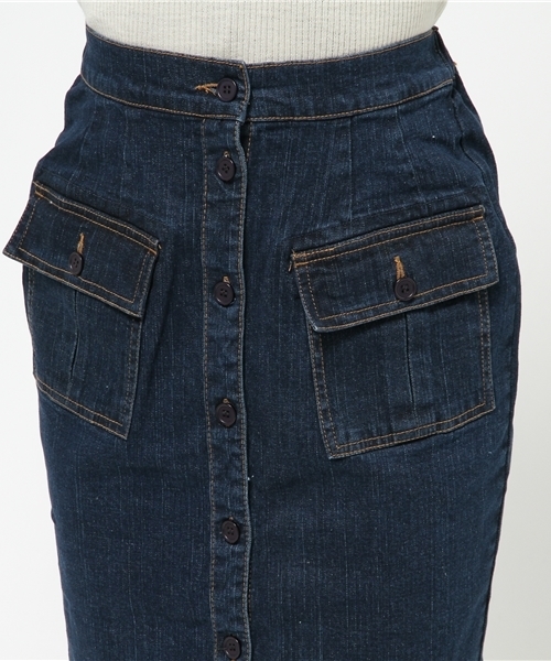 GIORDANO（ジョルダーノ）の「[GIORDANO]フロントボタンデニムスカート（スカート・レディース・インディゴブルー/ネイビー・FREE）」の4枚目の写真