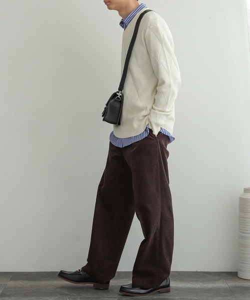 SENSE OF PLACE by URBAN RESEARCH(センスオブプレイスバイアーバンリサーチ)の「ダイヤガラVネックセーター(ニット/セーター・メンズ・チャコールグレー/パープル/アイボリー・MEDIUM/LARGE)」の10枚目の写真