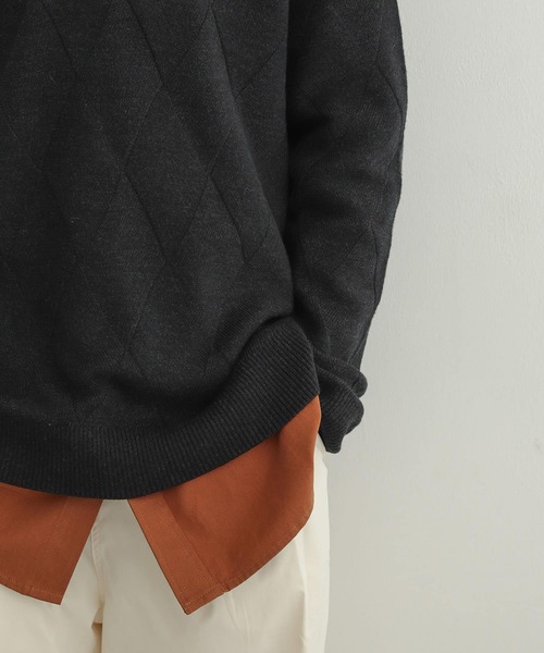 SENSE OF PLACE by URBAN RESEARCH(センスオブプレイスバイアーバンリサーチ)の「ダイヤガラVネックセーター(ニット/セーター・メンズ・チャコールグレー/パープル/アイボリー・MEDIUM/LARGE)」の13枚目の写真