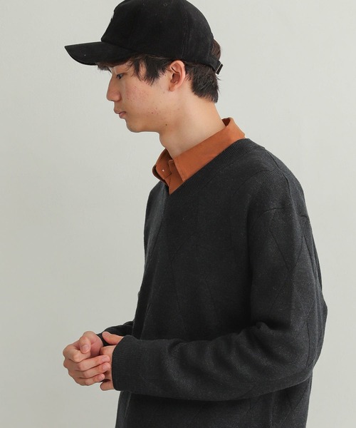 SENSE OF PLACE by URBAN RESEARCH(センスオブプレイスバイアーバンリサーチ)の「ダイヤガラVネックセーター(ニット/セーター・メンズ・チャコールグレー/パープル/アイボリー・MEDIUM/LARGE)」の14枚目の写真