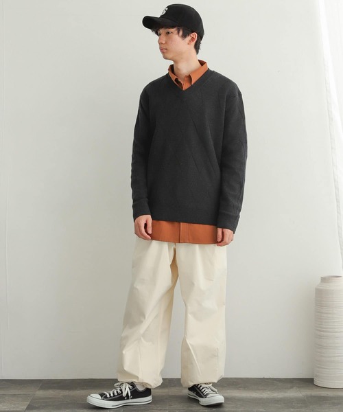 SENSE OF PLACE by URBAN RESEARCH(センスオブプレイスバイアーバンリサーチ)の「ダイヤガラVネックセーター(ニット/セーター・メンズ・チャコールグレー/パープル/アイボリー・MEDIUM/LARGE)」の18枚目の写真