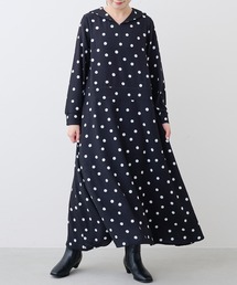 MARIHA ランダムドット柄ワンピース MARIHA 草原の虹のドレス ドット ワンピース ネイビー 紺 マリハ Demi