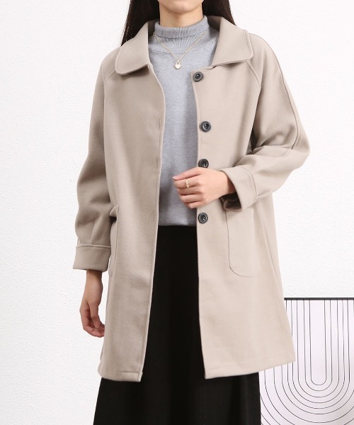 BLANC FICELLE（ブランフィセル）の「ラウンドネック ステンカラーコート（ステンカラーコート・レディース・グレー/ブラウン/ブラック・L/M）」の3枚目の写真