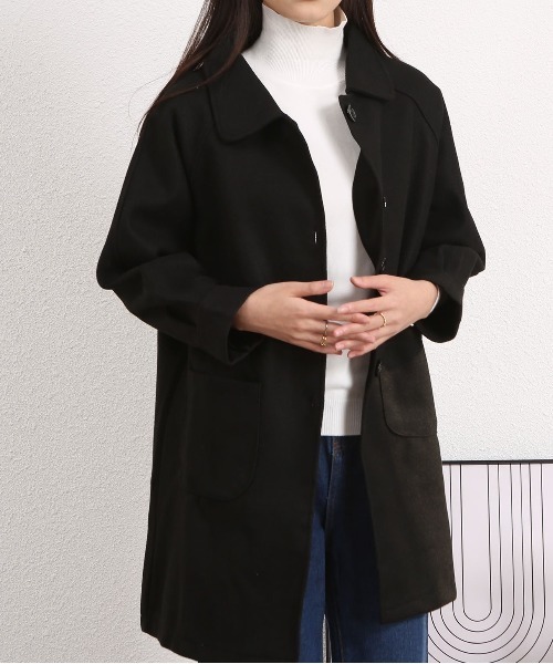 BLANC FICELLE（ブランフィセル）の「ラウンドネック ステンカラーコート（ステンカラーコート・レディース・グレー/ブラウン/ブラック・L/M）」の2枚目の写真