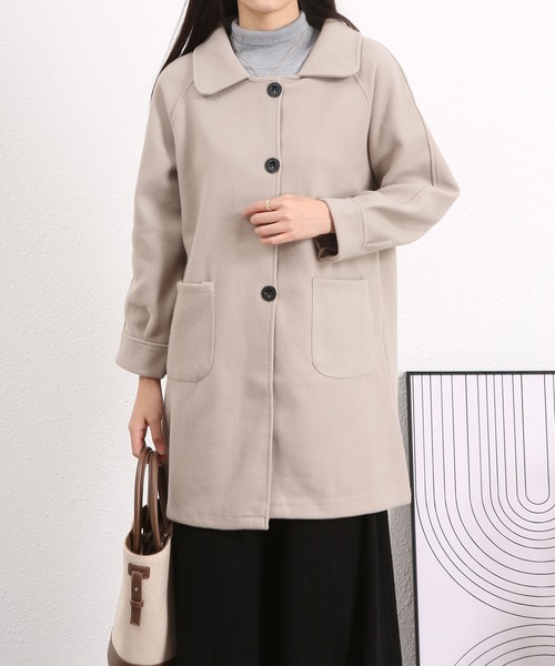 BLANC FICELLE（ブランフィセル）の「ラウンドネック ステンカラーコート（ステンカラーコート・レディース・グレー/ブラウン/ブラック・L/M）」の6枚目の写真