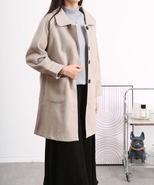 BLANC FICELLE（ブランフィセル）の「ラウンドネック ステンカラーコート（ステンカラーコート・レディース・グレー/ブラウン/ブラック・L/M）」の7枚目の写真