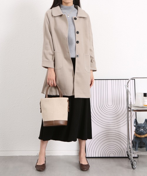 BLANC FICELLE（ブランフィセル）の「ラウンドネック ステンカラーコート（ステンカラーコート・レディース・グレー/ブラウン/ブラック・L/M）」の8枚目の写真