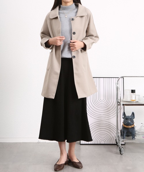 BLANC FICELLE（ブランフィセル）の「ラウンドネック ステンカラーコート（ステンカラーコート・レディース・グレー/ブラウン/ブラック・L/M）」の9枚目の写真