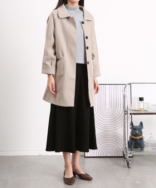 BLANC FICELLE（ブランフィセル）の「ラウンドネック ステンカラーコート（ステンカラーコート・レディース・グレー/ブラウン/ブラック・L/M）」の11枚目の写真