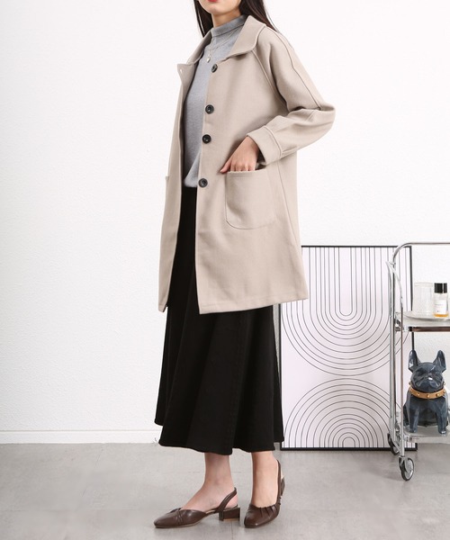 BLANC FICELLE（ブランフィセル）の「ラウンドネック ステンカラーコート（ステンカラーコート・レディース・グレー/ブラウン/ブラック・L/M）」の12枚目の写真