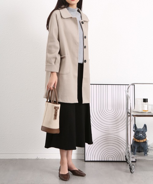 BLANC FICELLE（ブランフィセル）の「ラウンドネック ステンカラーコート（ステンカラーコート・レディース・グレー/ブラウン/ブラック・L/M）」の14枚目の写真