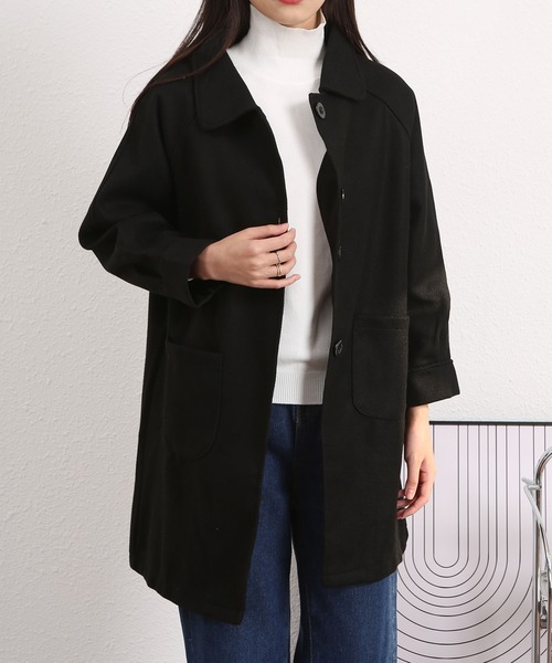 BLANC FICELLE（ブランフィセル）の「ラウンドネック ステンカラーコート（ステンカラーコート・レディース・グレー/ブラウン/ブラック・L/M）」の15枚目の写真