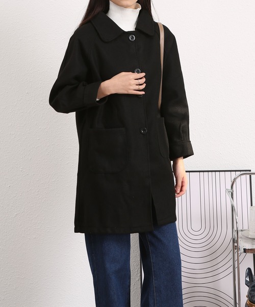 BLANC FICELLE（ブランフィセル）の「ラウンドネック ステンカラーコート（ステンカラーコート・レディース・グレー/ブラウン/ブラック・L/M）」の19枚目の写真