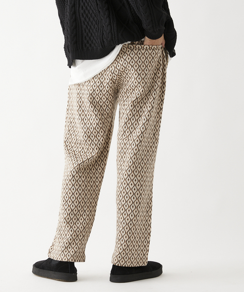 セール】ジャガードパターン 1タックイージーパンツ（スラックス