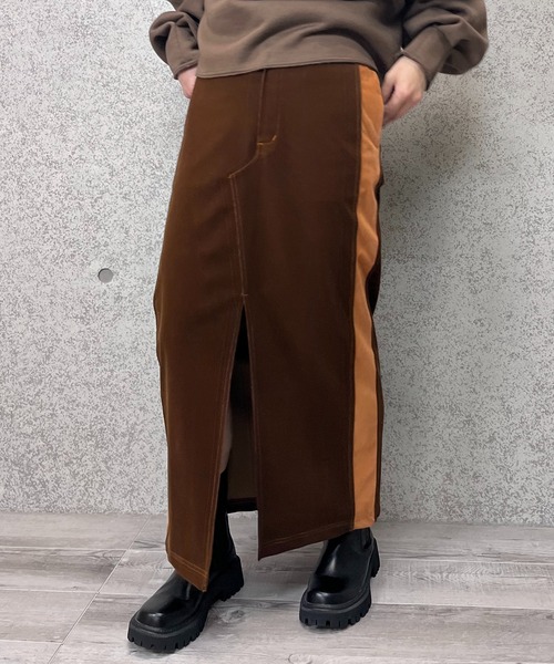 mi via loca（ミヴィアロカ）の「コーデュロイ配色ラインスカート（スカート・レディース・ブラウン/オレンジ/カーキブラウン・FREE）」の14枚目の写真