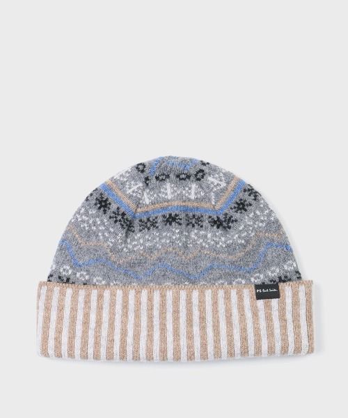 PS Paul Smith（ピーエスポールスミス）の「【オンラインショップ限定】フェアアイル ニットキャップ / 220336 ECJ380（ニットキャップ/ビーニー・メンズ・ネイビー/グレー・FREE）」の2枚目の写真