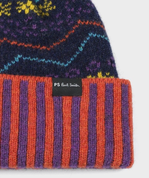 PS Paul Smith（ピーエスポールスミス）の「【オンラインショップ限定】フェアアイル ニットキャップ / 220336 ECJ380（ニットキャップ/ビーニー・メンズ・ネイビー/グレー・FREE）」の4枚目の写真