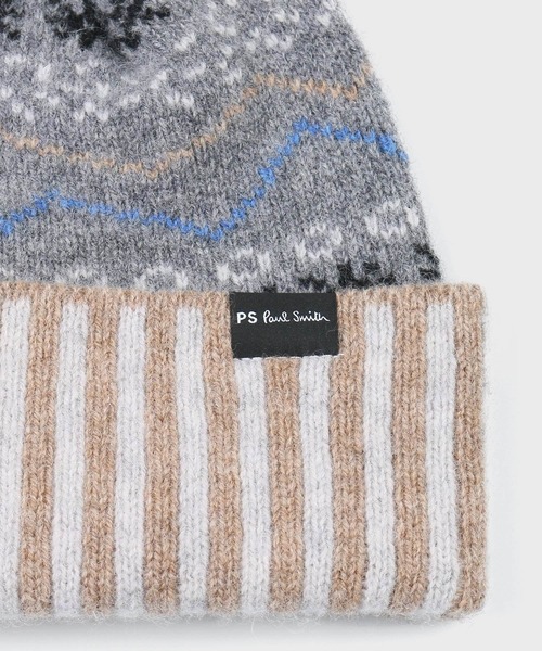 PS Paul Smith（ピーエスポールスミス）の「【オンラインショップ限定】フェアアイル ニットキャップ / 220336 ECJ380（ニットキャップ/ビーニー・メンズ・ネイビー/グレー・FREE）」の3枚目の写真