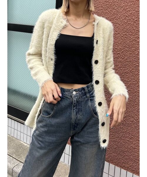 EMODA(エモダ)の「オーバーシャギーカーディガン(カーディガン/ボレロ・レディース・アイボリー/その他/ブラック/その他1・FREE)」の9枚目の写真