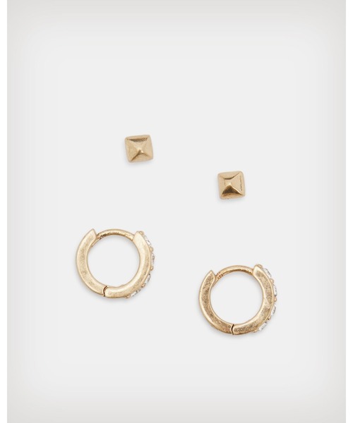 ALLSAINTS(オールセインツ)の「DELPHIE GOLD-TONE HUGGIE EARRING SET | DELPHIE ゴールドトーン ハギー イヤリング・ピアス セット(ピアス(両耳用)・レディース・ゴールド系その他・ONE SIZE)」の2枚目の写真