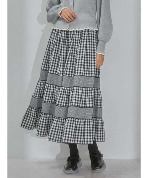 merry jenny（メリージェニー）の「イレギュラーチェックスカート（スカート・レディース・ライトブルー/ブラック・FREE）」の5枚目の写真