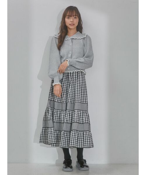 merry jenny（メリージェニー）の「イレギュラーチェックスカート（スカート・レディース・ライトブルー/ブラック・FREE）」の6枚目の写真