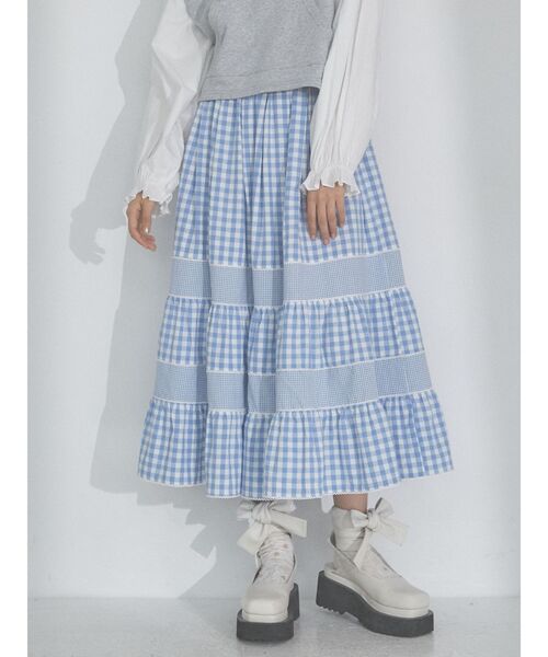 merry jenny（メリージェニー）の「イレギュラーチェックスカート（スカート・レディース・ライトブルー/ブラック・FREE）」の10枚目の写真