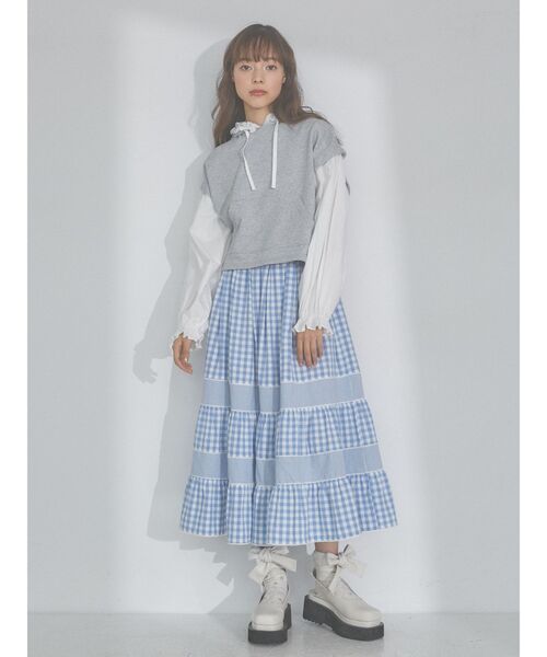 merry jenny（メリージェニー）の「イレギュラーチェックスカート（スカート・レディース・ライトブルー/ブラック・FREE）」の13枚目の写真