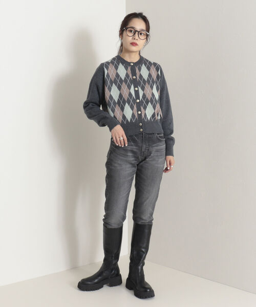 onulsoha(オヌルソハ)の「アーガイル柄ショートカーディガン(カーディガン/ボレロ・レディース・グレー/ベージュ・38)」の14枚目の写真
