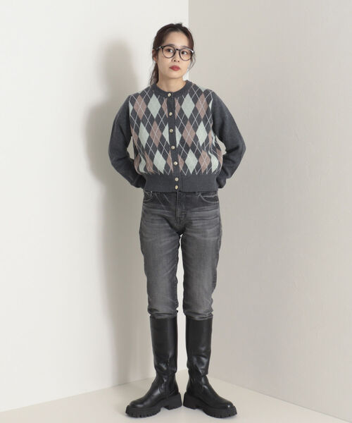 onulsoha(オヌルソハ)の「アーガイル柄ショートカーディガン(カーディガン/ボレロ・レディース・グレー/ベージュ・38)」の16枚目の写真