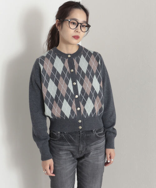 onulsoha(オヌルソハ)の「アーガイル柄ショートカーディガン(カーディガン/ボレロ・レディース・グレー/ベージュ・38)」の19枚目の写真
