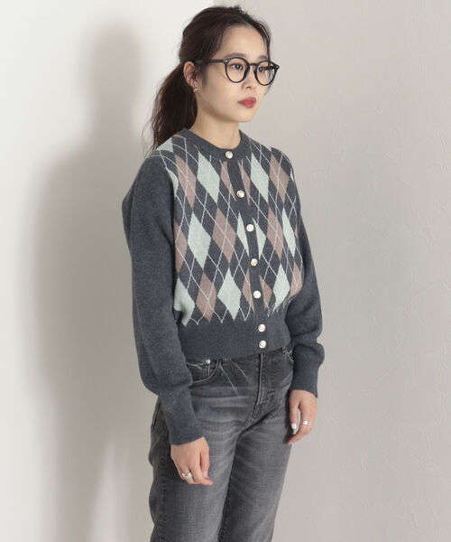 onulsoha(オヌルソハ)の「アーガイル柄ショートカーディガン(カーディガン/ボレロ・レディース・グレー/ベージュ・38)」の20枚目の写真