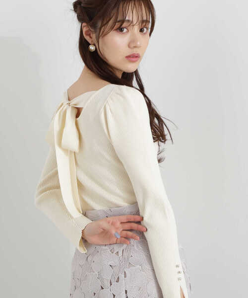 PROPORTION BODY DRESSING(プロポーションボディドレッシング)の「バックリボンニット / 1213170105(ニット/セーター・レディース・イエロー/ホワイト系その他/グリーン・FREE)」の2枚目の写真