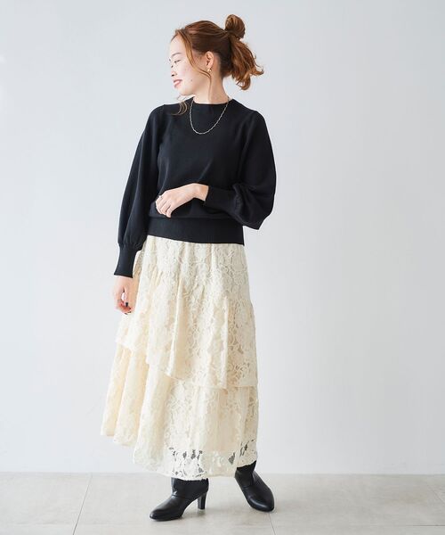 le.coeur blanc（ルクールブラン）の「バックパールニットプルオーバー（ニット/セーター・レディース・ブラック/グレー/オフホワイト・38）」の6枚目の写真