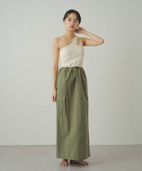 earthy（アーシー）の「earthy_リブワンショルデザインタンクトップ（タンクトップ・レディース・アイボリー/ブラック/ベージュ・S/M）」の19枚目の写真