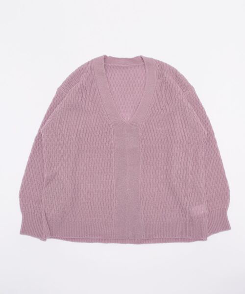 STYLEBLOCK（スタイルブロック）の「ハニカムニットVネックプルオーバー（ニット/セーター・レディース・ラベンダー/ブラック/アイボリー/ライトベージュ・M）」の4枚目の写真