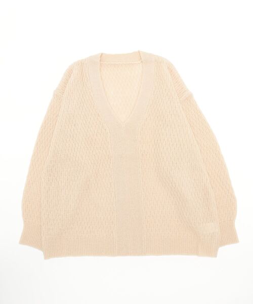 STYLEBLOCK（スタイルブロック）の「ハニカムニットVネックプルオーバー（ニット/セーター・レディース・ラベンダー/ブラック/アイボリー/ライトベージュ・M）」の8枚目の写真