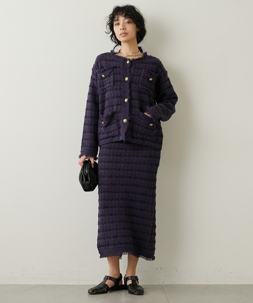 whim gazette ツイードスカート　ネイビー Whim Gazette（ウィムガゼット）の「ツイードニットスカート