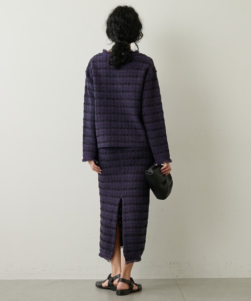 Whim Gazette(ウィムガゼット)の「ツイードニットスカート(スカート・レディース・ネイビー/オフホワイト・FREE)」の18枚目の写真