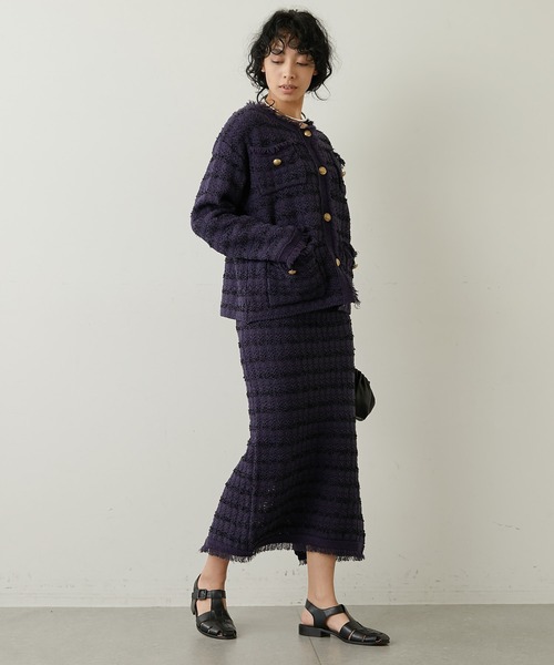 Whim Gazette(ウィムガゼット)の「ツイードニットスカート(スカート・レディース・ネイビー/オフホワイト・FREE)」の19枚目の写真