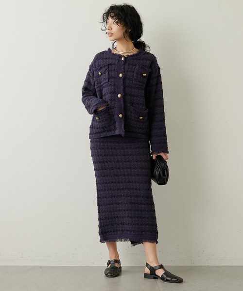 Whim Gazette(ウィムガゼット)の「ツイードニットスカート(スカート・レディース・ネイビー/オフホワイト・FREE)」の22枚目の写真