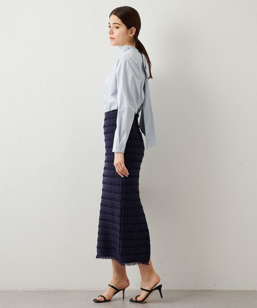 whim gazette ツイードスカート　ネイビー Whim Gazette（ウィムガゼット）の「ツイードニットスカート（スカート