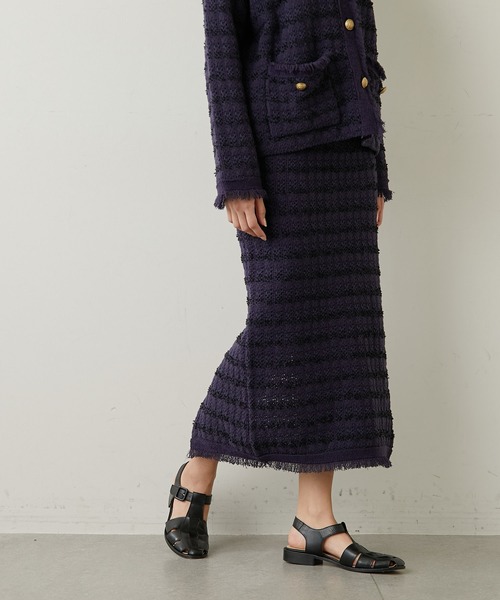 Whim Gazette(ウィムガゼット)の「ツイードニットスカート(スカート・レディース・ネイビー/オフホワイト・FREE)」の20枚目の写真