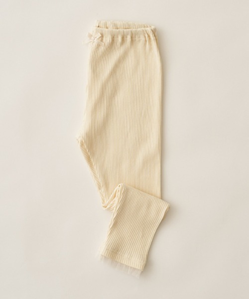 Lycee mine（リセマイン）の「裾チュールフリル9分丈テレコレギンス（レギンス/スパッツ・キッズ・ブラック/ライトピンク/ライトベージュ/サックスブルー系/アイボリー・130cm/110cm/150cm/120cm/100cm/140cm）」の13枚目の写真