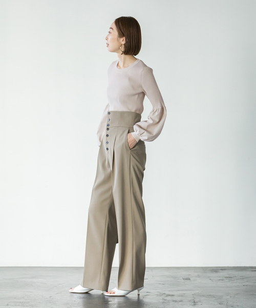 NOBLE◆23SS/ブルジョンスリーブニット/ポリエステル/23-080-240-8420-1-0/汚れ有 NOBLE(ノーブル) / 23SS/ブルジョンスリーブニット/ポリエステル