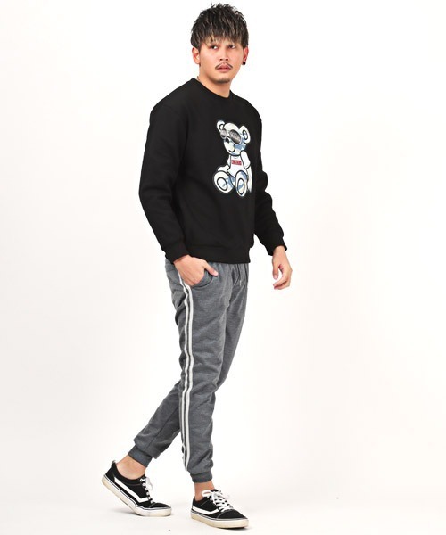LUXSTYLE(ラグスタイル)の「ミニ裏毛ライン入りジョガーパンツ(スウェットパンツ・メンズ・ブルーグレー/ブラック/杢グレー・M/XL/L)」の18枚目の写真