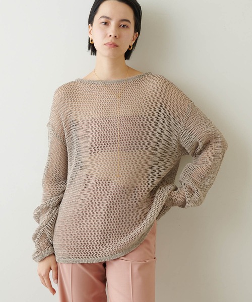 Whim Gazette（ウィムガゼット）の「メッシュプルオーバー（ニット/セーター・レディース・ベージュ/ネイビー/オフホワイト・FREE）」の3枚目の写真