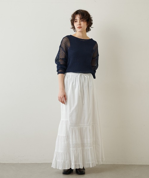 Whim Gazette（ウィムガゼット）の「メッシュプルオーバー（ニット/セーター・レディース・ベージュ/ネイビー/オフホワイト・FREE）」の13枚目の写真