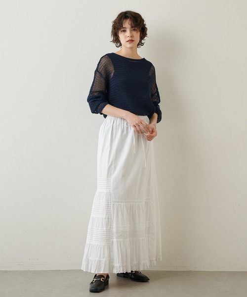 Whim Gazette（ウィムガゼット）の「メッシュプルオーバー（ニット/セーター・レディース・ベージュ/ネイビー/オフホワイト・FREE）」の21枚目の写真